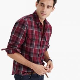 Midweight flannel shirt in vintage chimney plaid at J. Crew