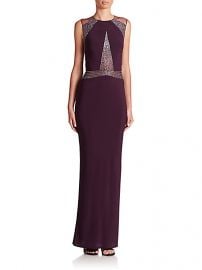 Mignon - Paneled Jersey Gown in Aubergine at Saks Fifth Avenue