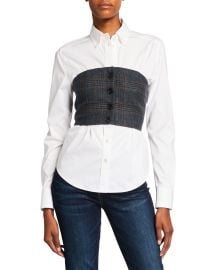 Miki Bustier Button-Down Blouse at Neiman Marcus