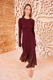 Mila Dress - Amaranthus Red Long Sleeve Knit Midi Dress - Ulla Johnson at Ulla Johnson