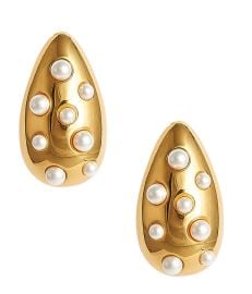 Mila Gold and Pearl Teardrop Stud Earrings Lisi Lerch at Lisi Lerch