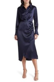 Mila Mae Long Sleeve Satin Shirtdress at Nordstrom