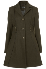 Military Piped Girly Coat at Topshop