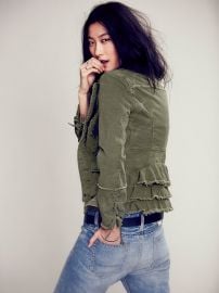 Military Ruffle Twill Jacket at Free People