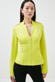 Military Zip Front Ponte Jersey Blazer at Karen Millen