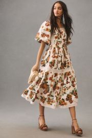 Mille Tiered Square-Neck Dress at Anthropologie