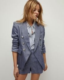 Miller Blue Melange Linen Dickey Jacket at Veronica Beard