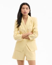 Miller Stretch-Linen Dickey Jacket in Yellow Chamomile at Veronica Beard