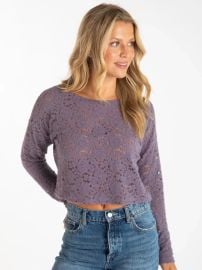 Millie Lace Layering Sweater in Light Grape at Natural Life