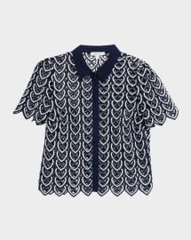 Milly Addison Collared Lace Top at Neiman Marcus