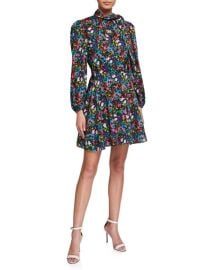 Milly Adele Floral Garden Stretch Silk Dress at Neiman Marcus