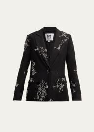 Milly Alexa Beaded Single-Button Blazer - at Bergdorf Goodman