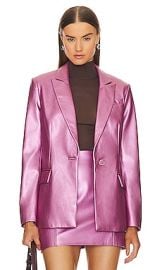 Milly Alexa Crinkled Faux Leather Blazer In Pink at Revolve