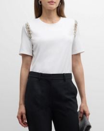 Milly Avril Crystal Trim T-Shirt at Neiman Marcus