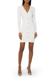 Milly Braided Placket Long Sleeve Rib Sweater Dress at Nordstrom