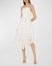 Milly Camilla Embroidered Handkerchief Midi Dress at Neiman Marcus