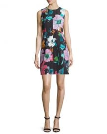 Milly Coco Paper Floral-Print Dress  Black at Neiman Marcus