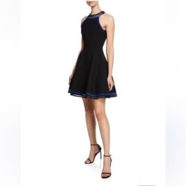 Milly Dresses Milly Diamond Cut Halter Neck Fit Flare Mini Knit Dress Poshmark at Poshmark