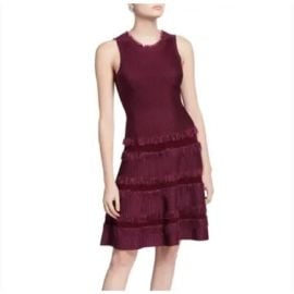 Milly Dresses Milly Sleeveless Wine Fringe Fit Low Dress Size Small Poshmark at Poshmark