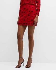 Milly Embroidered Floral Lace Mini Skirt at Neiman Marcus