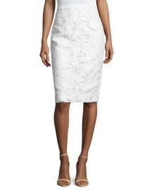 Milly Floral-Burnout Pencil Skirt  White at Neiman Marcus