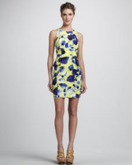 Milly Floral-Print Peplum Dress at Neiman Marcus