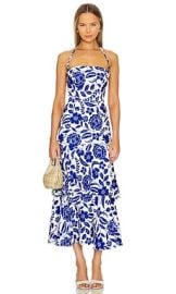 Milly Flowers Of Spain Linen Dress In Blue White at Revolve
