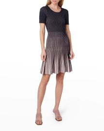 Milly Godet Stripe Flare Dress at Neiman Marcus