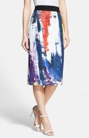 Milly Graffiti Print Midi Skirt at Nordstrom