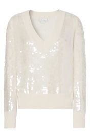 Milly Ilaria Sequined V Neck Sweater in Ecru at Nordstrom