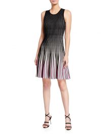 Milly Inset Stripe fit and flare dress at Neiman Marcus