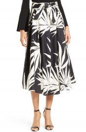 Milly Jackie Palm Print Midi Skirt at Nordstrom