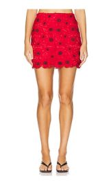 Milly Lace Modern Mini Skirt In Red Black at Revolve