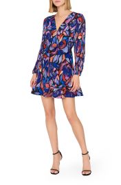 Milly Liv Dream Pleated Tie Belt Long Sleeve Minidress at Nordstrom