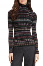 Milly Metallic Stripe Turtleneck at Nordstrom