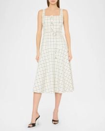 Milly Mira Floral Applique Plaid Midi Dress at Neiman Marcus