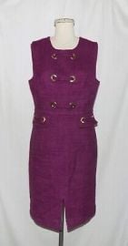 Milly New York Burgundy Boucle Knit wGrommet Detail Knee-Length Sheath Dress 12 eBay at eBay