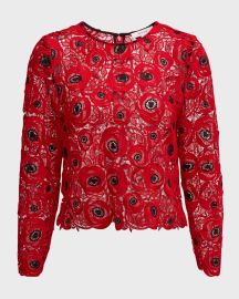 Milly Nori Embroidered Floral Lace Top at Neiman Marcus