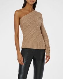 Milly One-Shoulder Cable-Knit Top at Neiman Marcus