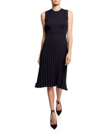 Milly Rib Mix Sleeveless Pleated Dress at Neiman Marcus