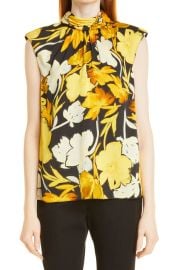 Milly Riley Paper Peony Mock Neck Sleeveless Top at Nordstrom