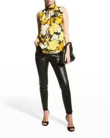 Milly Riley Paper Peony-Print Sleeveless Top at Neiman Marcus