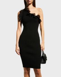 Milly Scallop Ruffle One Shoulder Dress at Neiman Marcus