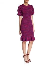 Milly Space Dye Puff-Sleeve Dress at Neiman Marcus