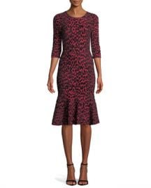 Milly Textured Leopard Animal-Print Mermaid Midi Dress at Neiman Marcus