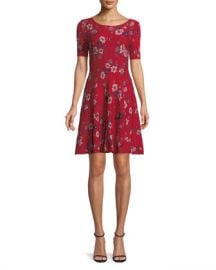 Milly Twilight Floral-Print Fit-and-Flare Dress at Neiman Marcus