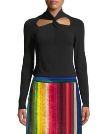 Milly Twist-Neck Pullover Sweater at Neiman Marcus