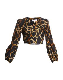 Milly Wynona Giraffe-Print Wrap Top at Neiman Marcus