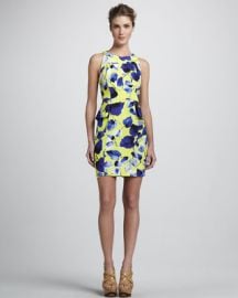 Milly of New York Floral Peplum Sheath Dress Yellow Spring Summer Sleeveless - 8 eBay at eBay