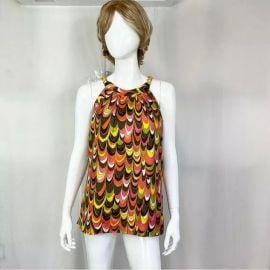 MillyY2K Retro Colorful 100 Silk Halter Gold Chain Neck Top M eBay at eBay